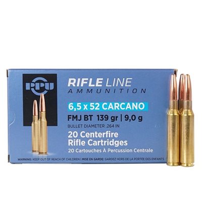 PPU RIFLE LINE 6.5X52 CARCANO FMJ BT 139GR 20 / BOX