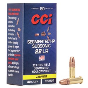 CCI 22LONG RIFLE SEGMENTED HOLLOW POINT 1050 FPS 40GR